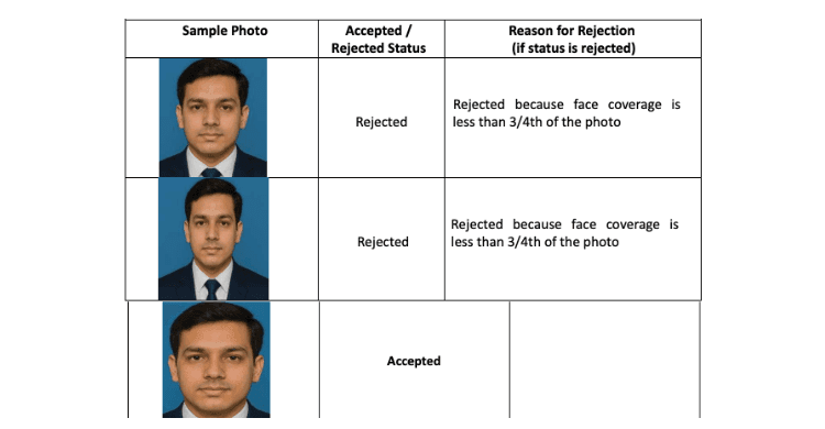 Sample UPSC passport photo with plain white background and centered face